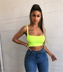 Solid Strap Tank  Crop Top