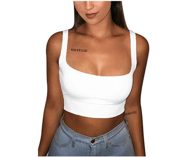 Solid Strap Tank  Crop Top