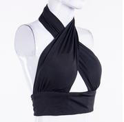 Women Strappy Cross Over Front Cut Out Halter Neck